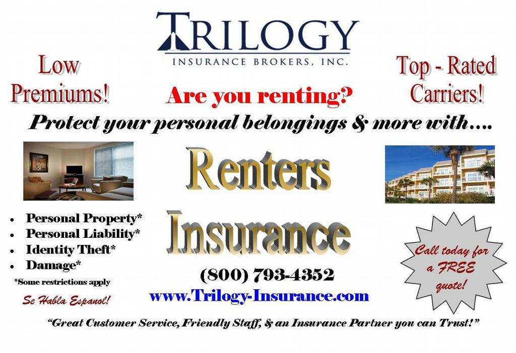 Renters Ins2 by Trilogy Insurance Brokers, Inc. 100000 Renters Insurance
